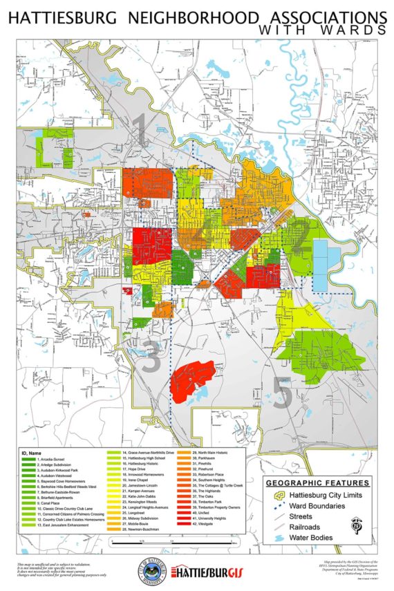 Hattiesburg Neighborhood Assoc with Wards