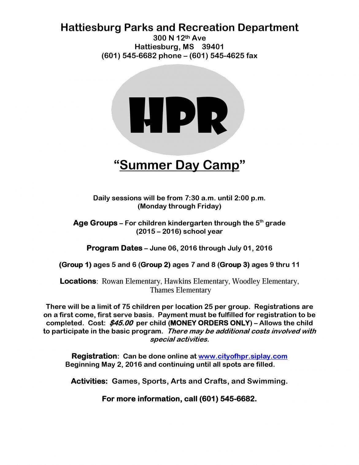 Upcoming Parks And Recreation Activities City Of Hattiesburg