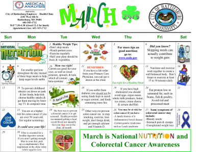 Medical Analysis March Calendar 2015