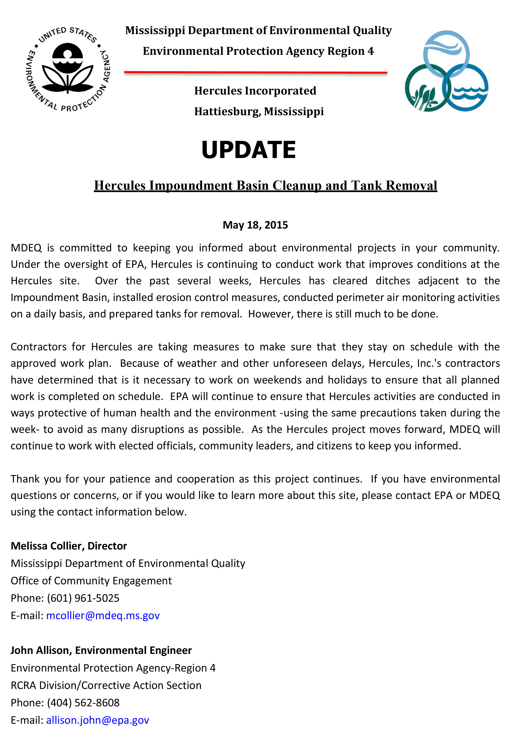 Hercules Weekend Work Announcement 05 20 15MC-1