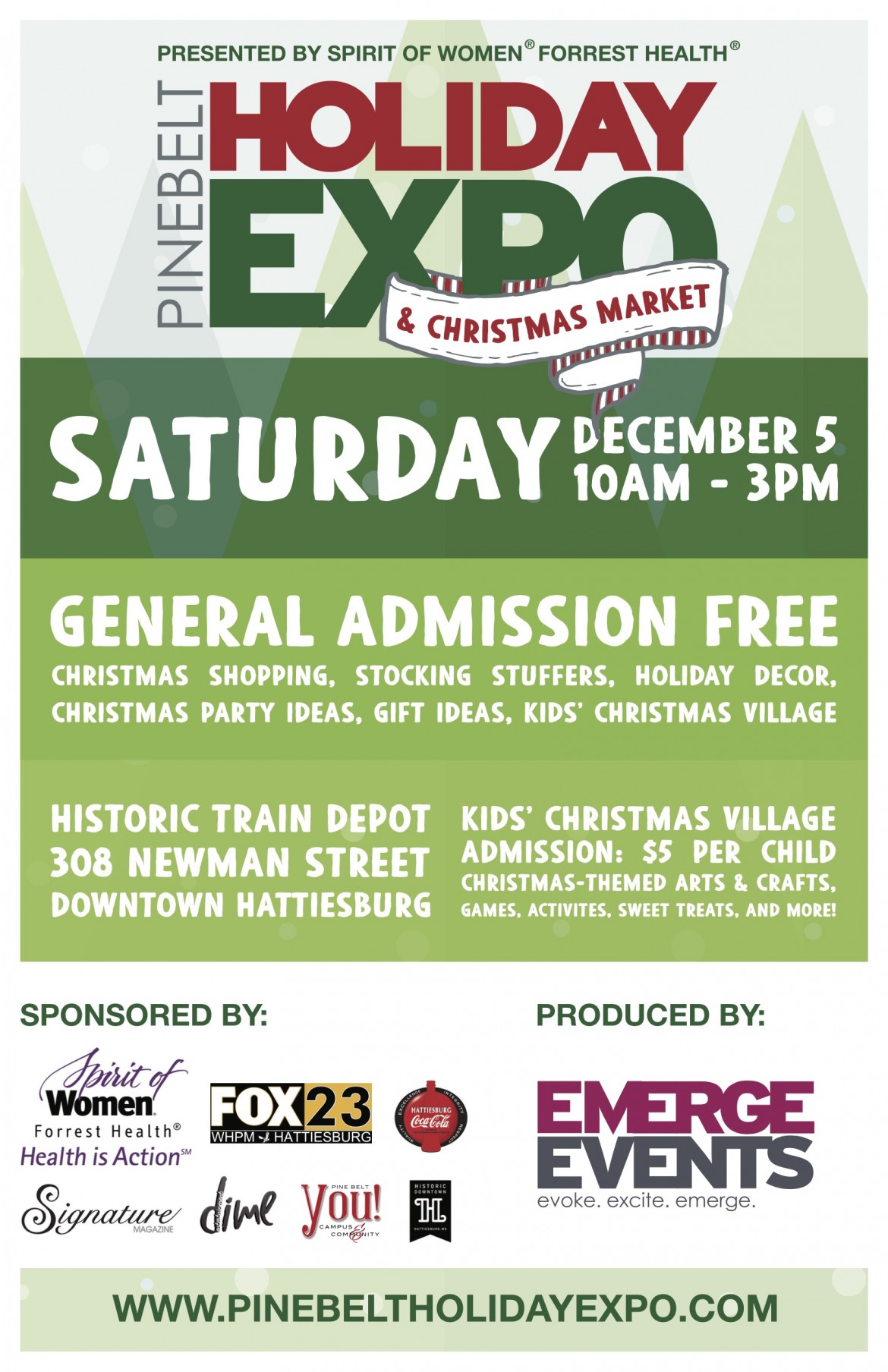 Pinebelt Holiday Expo & Christmas Market, December 5 City of Hattiesburg