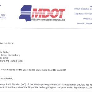 Hattiesburg’s Audit Suspension is Lifted by MDOT