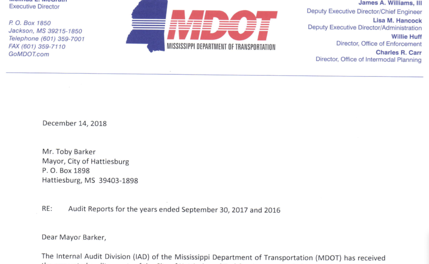 Hattiesburg’s Audit Suspension is Lifted by MDOT