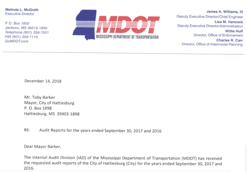 Hattiesburg’s Audit Suspension is Lifted by MDOT