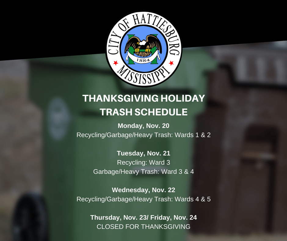 Thanksgiving Holiday Trash Schedule