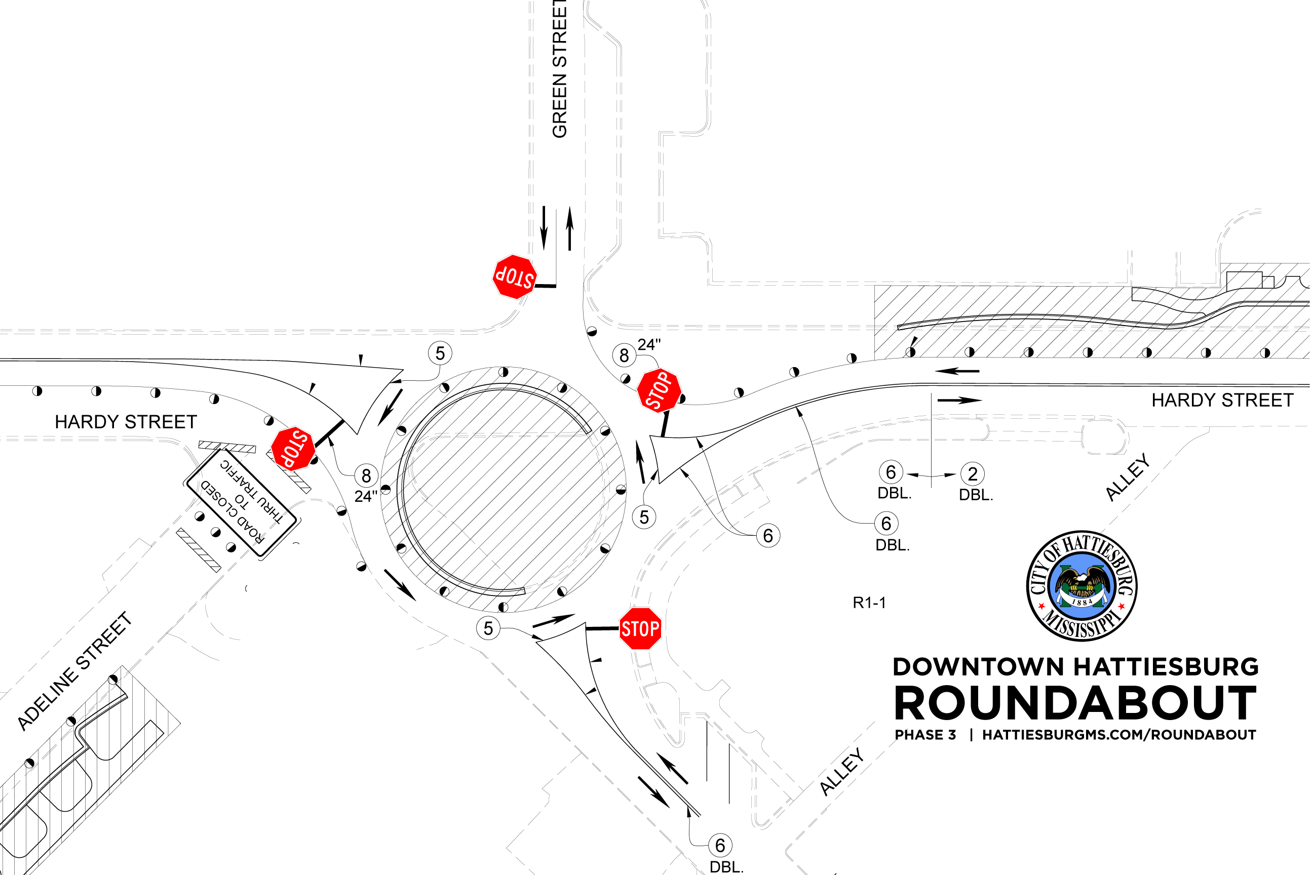 roundabout map phase3 hattiesburg
